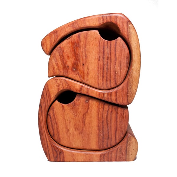 Hand carved Yin Yang Cedar Jewelry Box (Cambodia)  