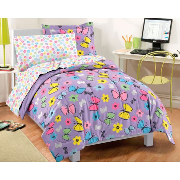Dream Factory Sweet Butterfly 7-piece Bed in a Bag with Sheet Set - Full