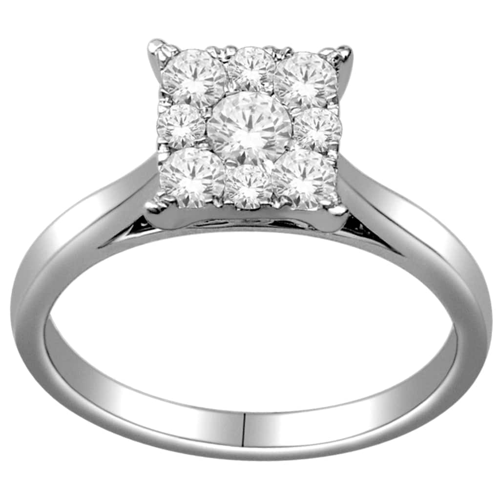 De Couer 10k White Gold 1/2ct TDW Multi Stone Princess Shape Diamond Ring