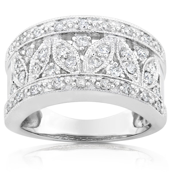 Shop Annello by Kobelli 14k White Gold 1/2ct TDW Diamond Floral ...