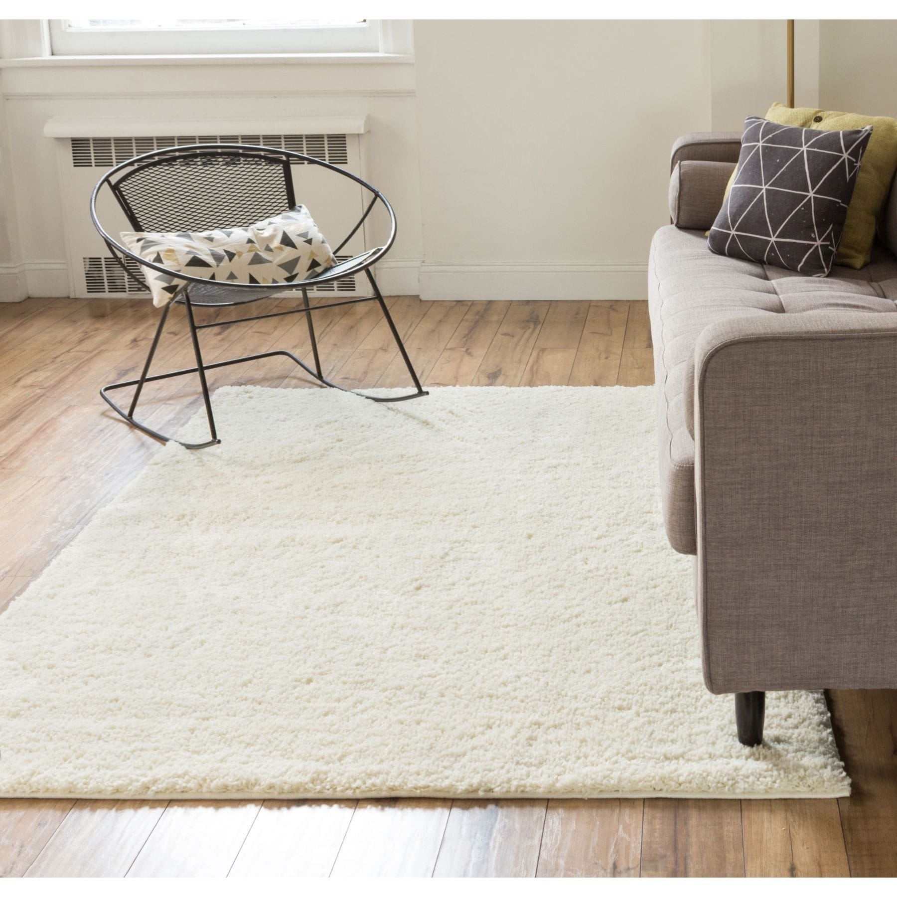 Shag Plush Area Rug Plain Vanilla 67 X 910