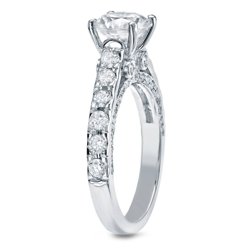 Auriya 14k Gold 1 3/4ct TDW Certified Round Diamond Engagement Ring (H-I, SI1-SI2)