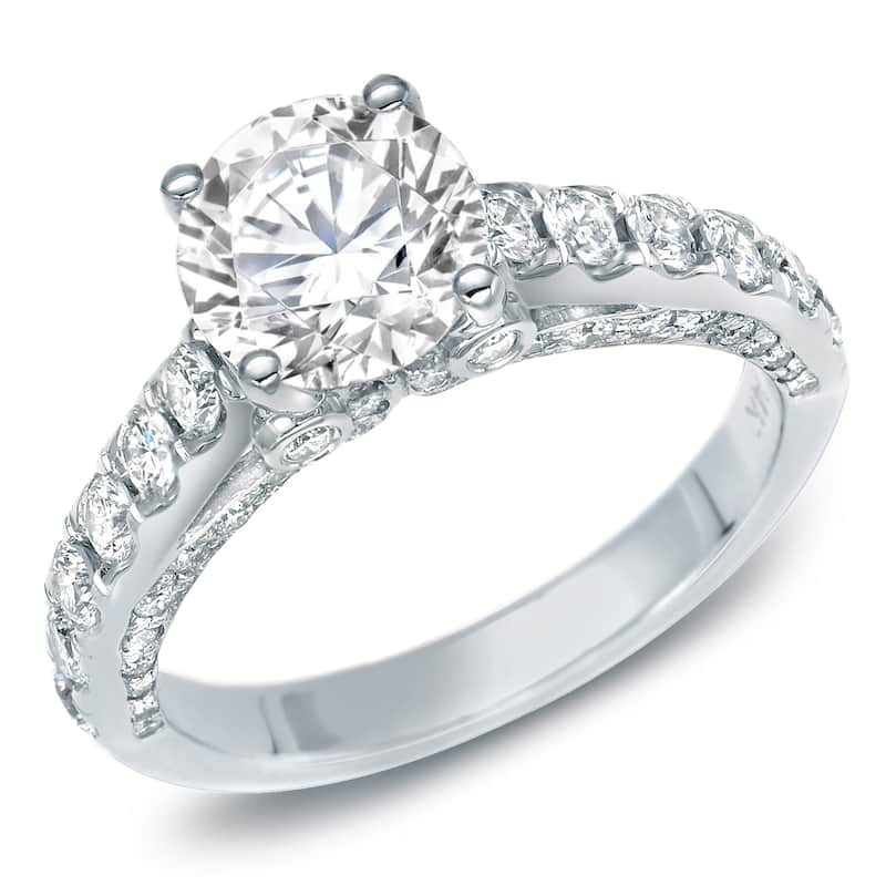 Auriya 14k Gold 1 3/4ct TDW Certified Round Diamond Engagement Ring (H-I, SI1-SI2)