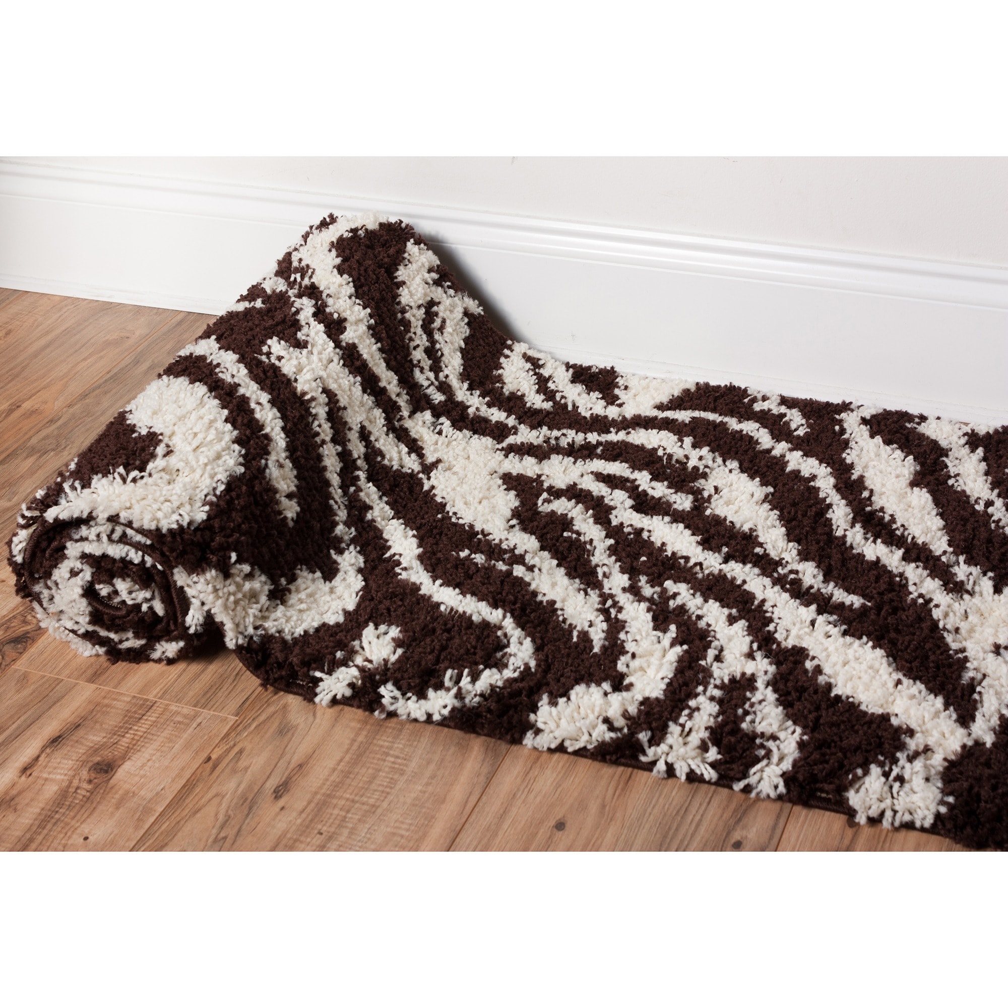 Shag Plush Zebra Brown Rug (20 X 72)