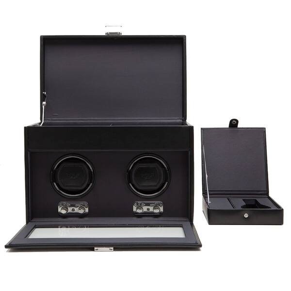 Shop Wolf Heritage Black Faux Leather Module 2 1 Double Watch Winder Overstock 7315898