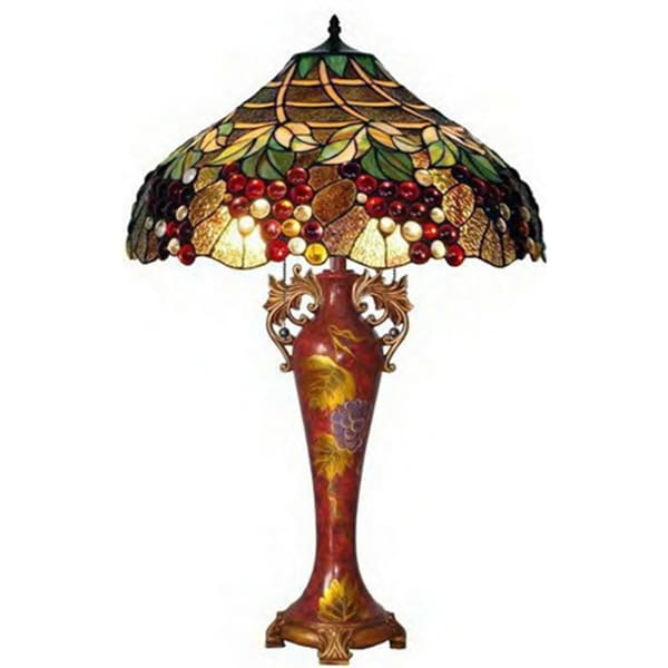 Grapes Handcrafted Stained Glass Tiffany Style Table Lamp - Free ...