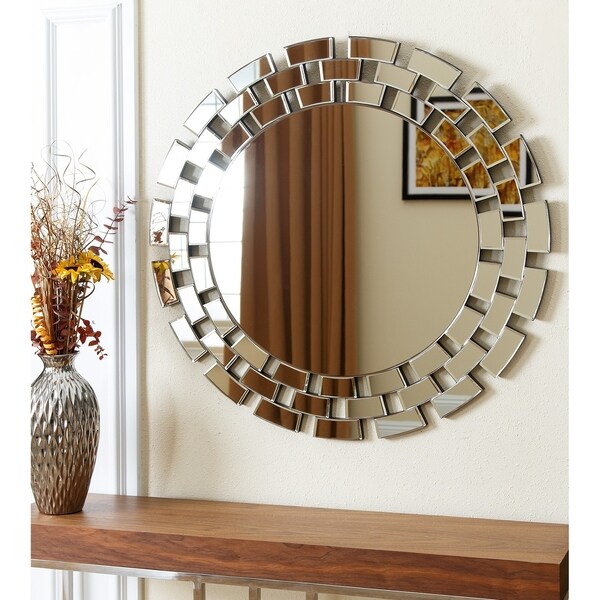 Abbyson Devon Round Wall Mirror - Silver