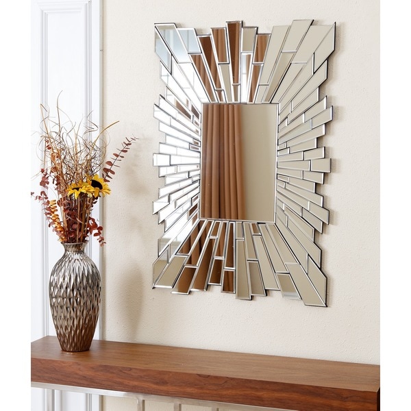 Shop Abbyson Empire Silver Wood Frame Rectangle Wall Mirror - Free ...