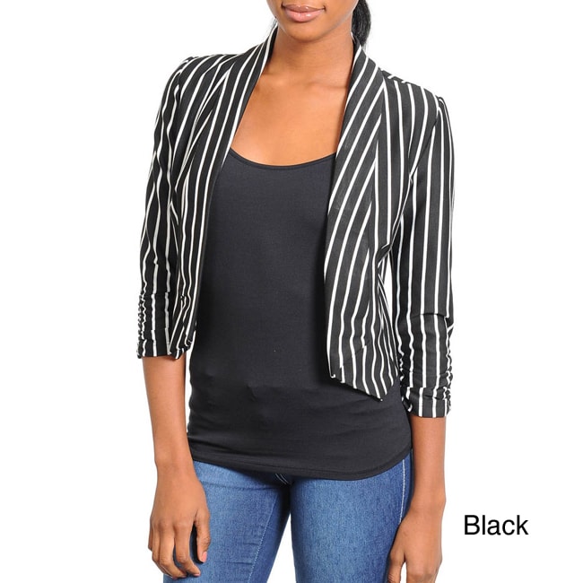 Stanzino Womens Striped Cropped Blazer