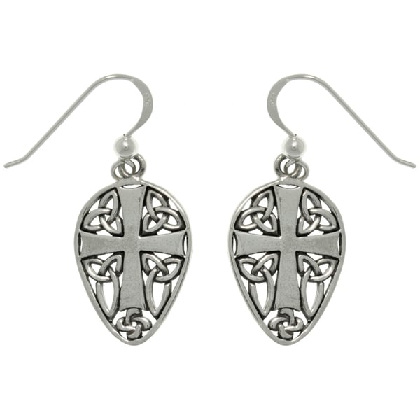 Carolina Glamour Collection Sterling Silver Cross and Celtic Knots Earrings