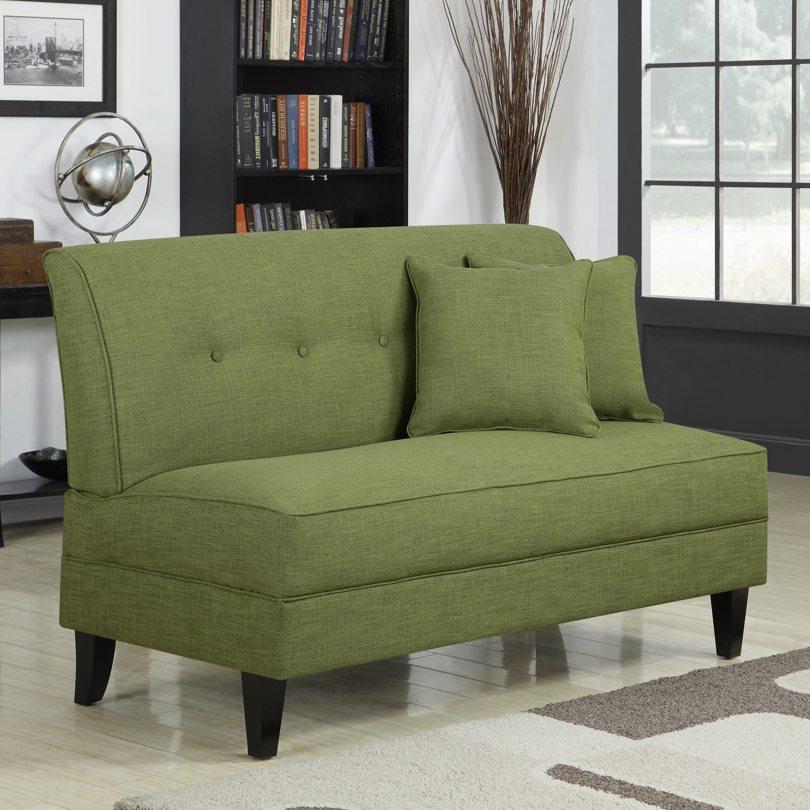 Portfolio Engle Apple Green Linen Armless Loveseat