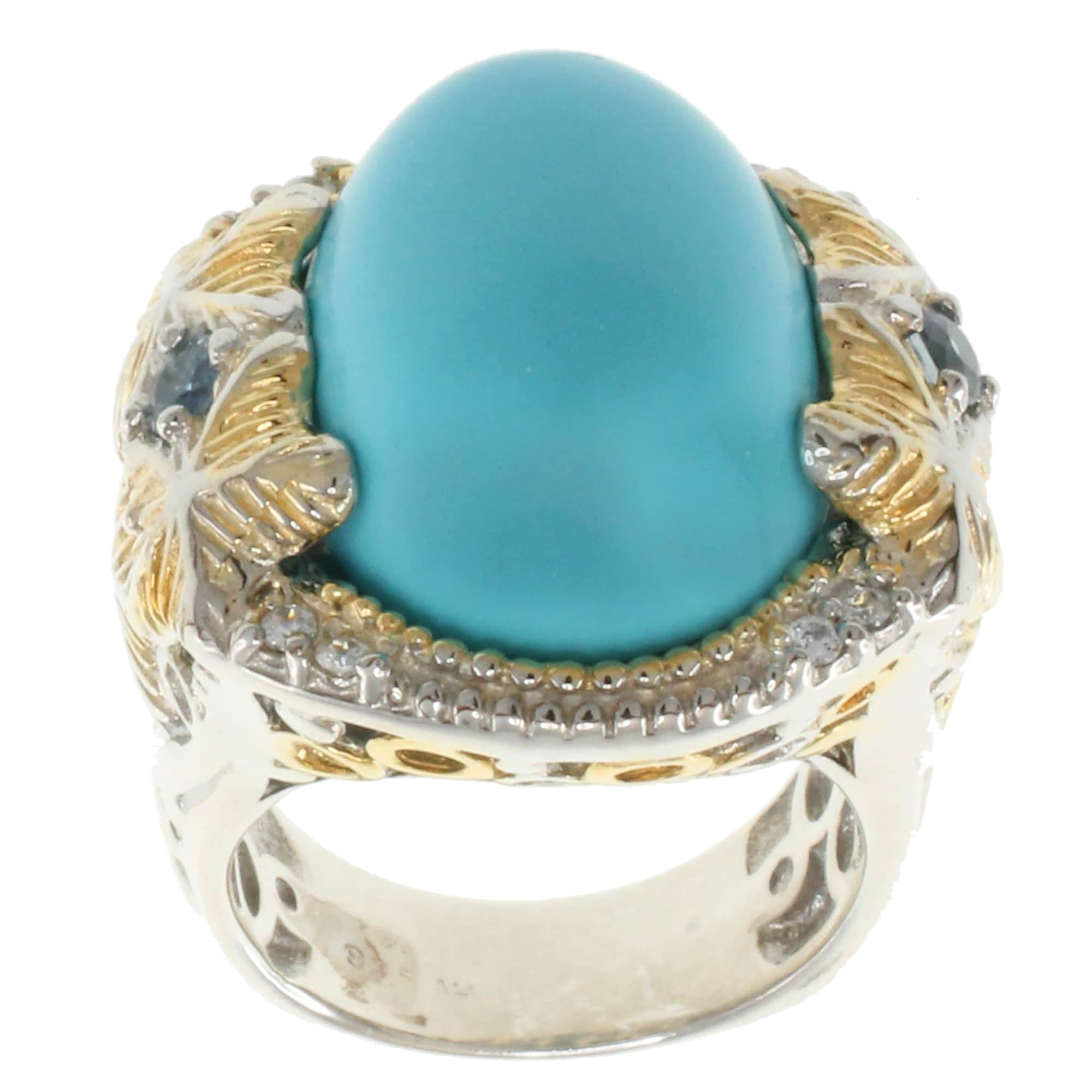 Michael Valitutti Two tone Reconstituted Turquoise and Blue Sapphire