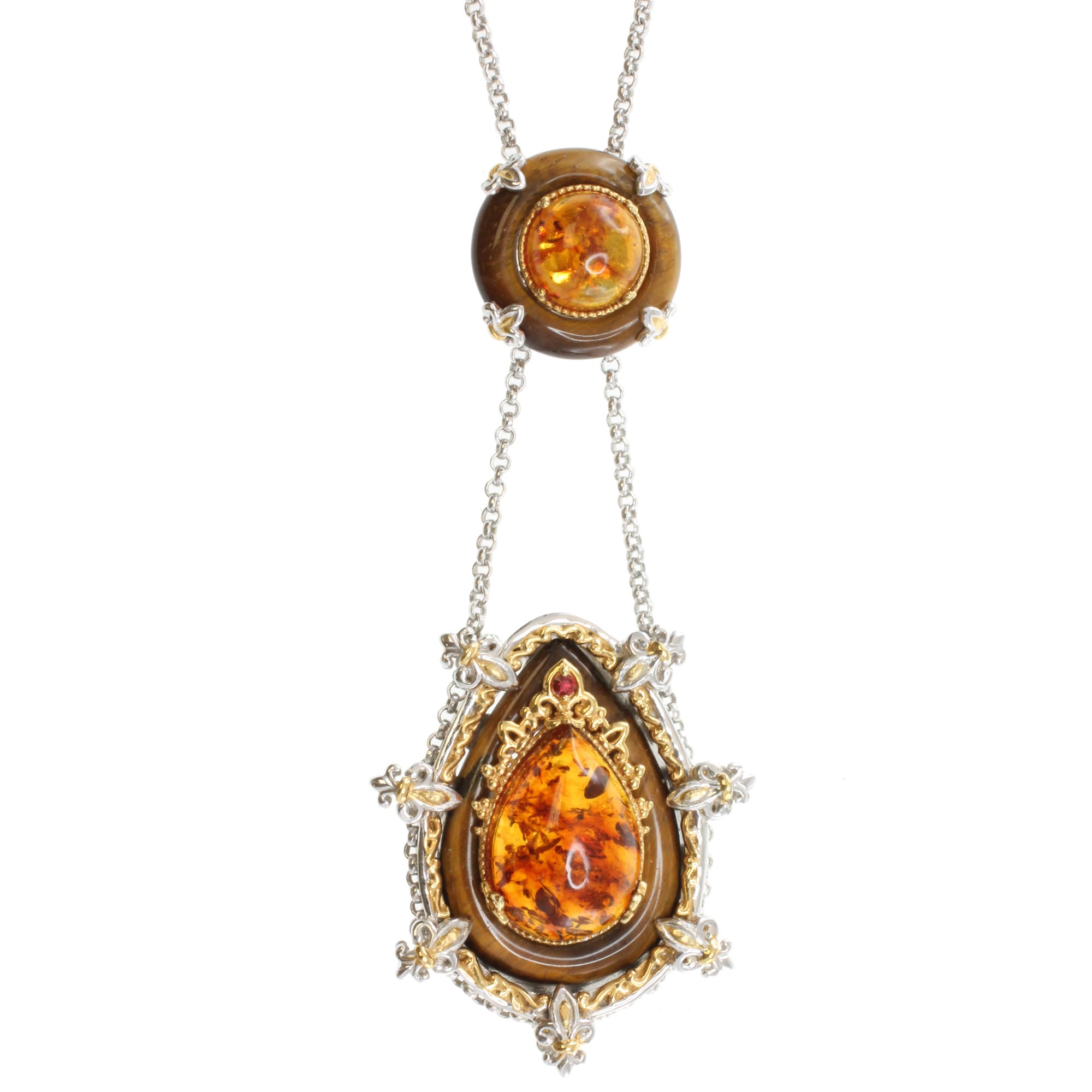 tone Tigers Eye and Amber Pendant Necklace Today $141.99