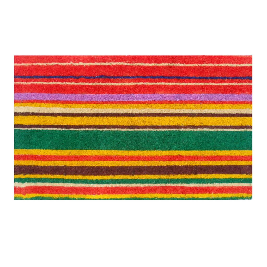 Natural Coir Multi-Stripe Thick Door Mat (1'6 x 2'6)