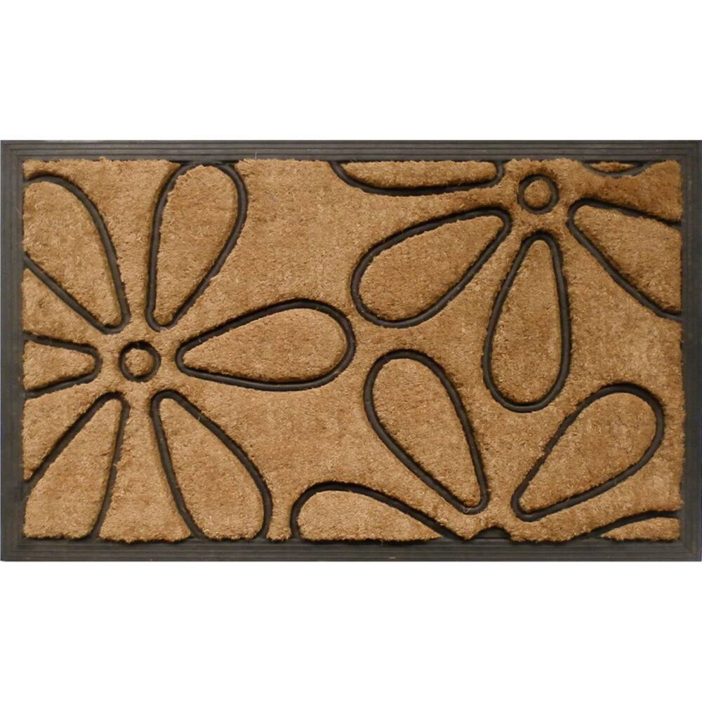 Tuff Brush Coir & Rubber Flowers Door Mat (1'6 x 2'6)