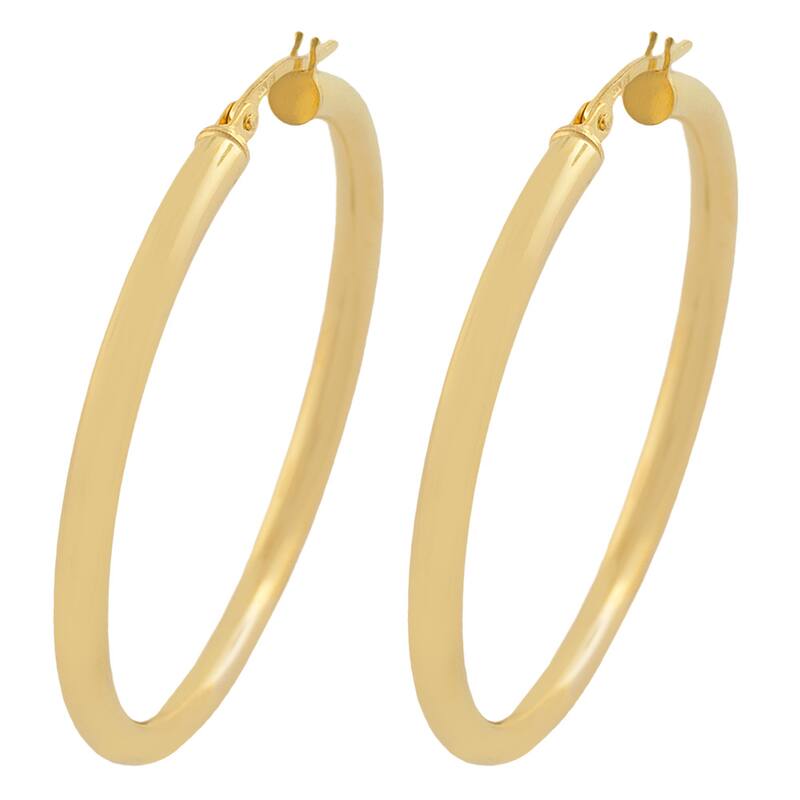 Fremada 10k Yellow Gold 35-mm Polished Tube Hoop Earrings
