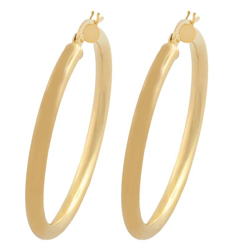 Fremada 10k Yellow Gold 30-mm Polished Tube Hoop Earrings