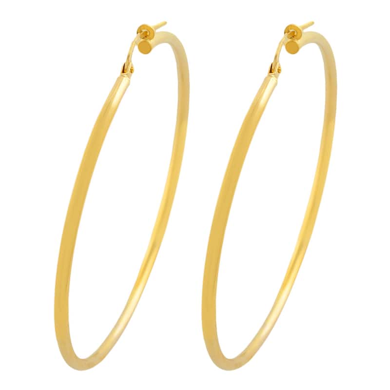 Fremada 10k Yellow Gold 35-mm Polished Tube Hoop Earrings