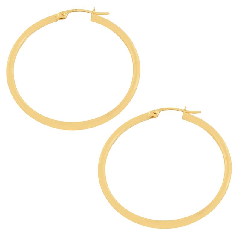 Fremada Women's 10k Yellow Gold 30-mm Polished Tube Hoop Earrings