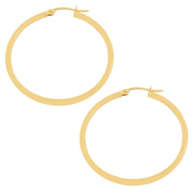 Fremada Women's 10k Yellow Gold 30-mm Polished Tube Hoop Earrings