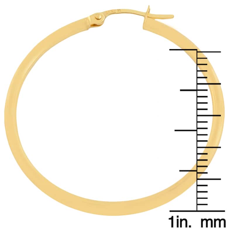 Fremada Women's 10k Yellow Gold 30-mm Polished Tube Hoop Earrings