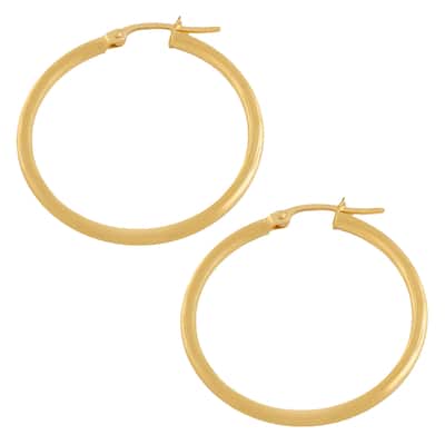 Fremada 10k Yellow Gold 25-mm Polished Tube Hoop Earrings