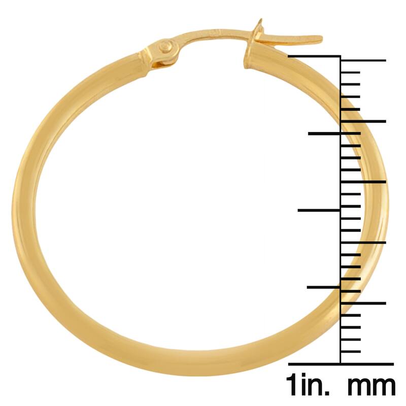 Fremada 10k Yellow Gold 25-mm Polished Tube Hoop Earrings