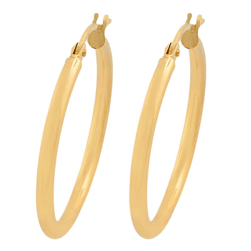 10k Yellow Gold 20mm Polished Tube Hoop Earrings
