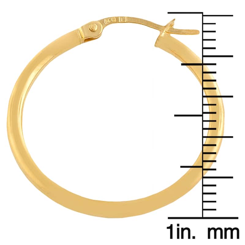 10k Yellow Gold 20mm Polished Tube Hoop Earrings