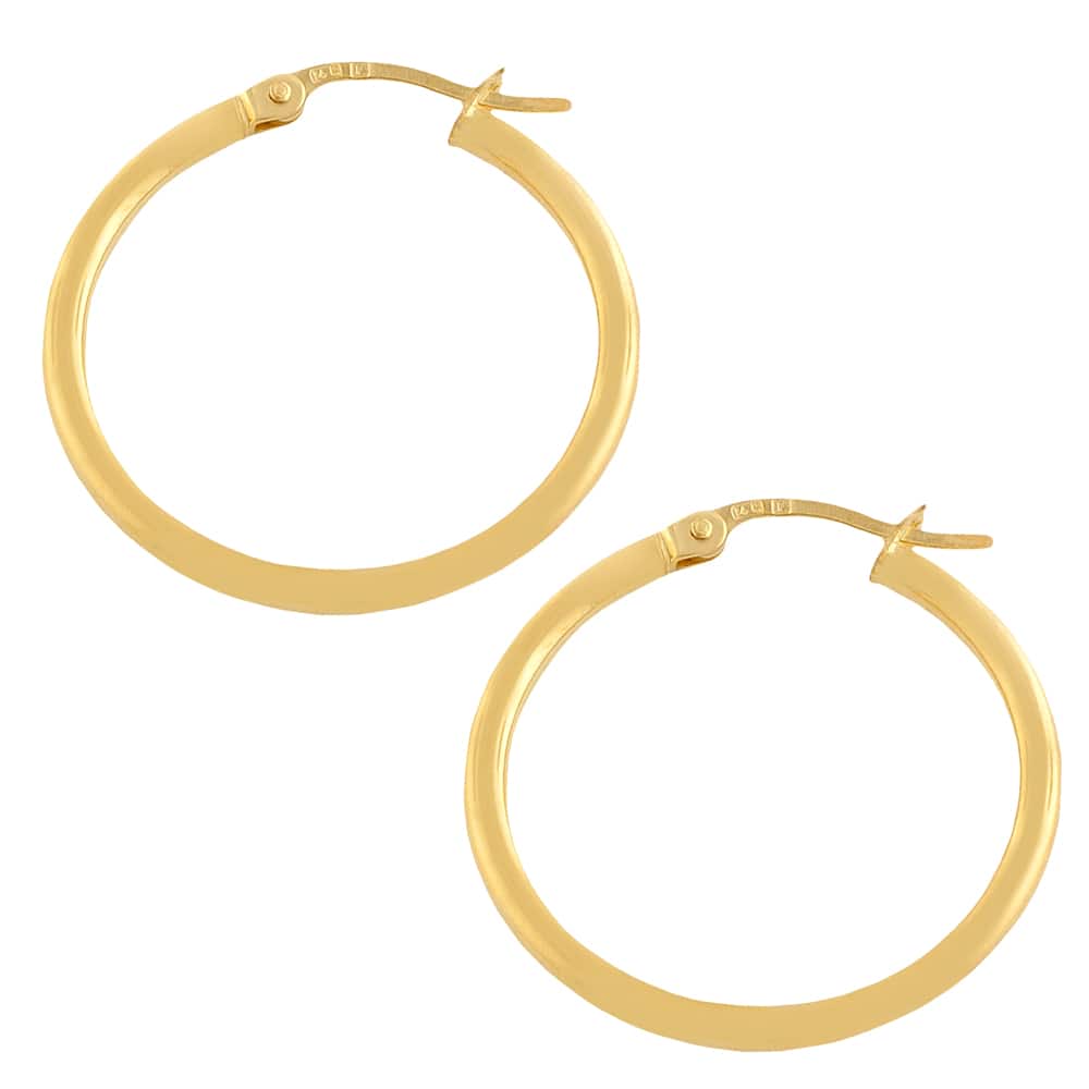 10k Yellow Gold 20mm Polished Tube Hoop Earrings
