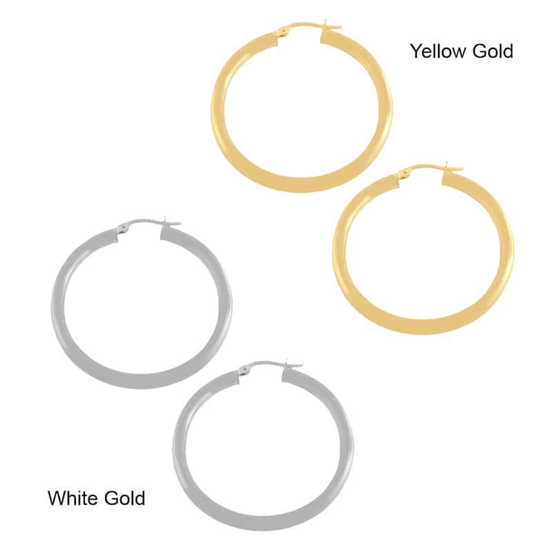Fremada 14k Yellow Gold 3x30-mm Polished Tube Hoop Earrings