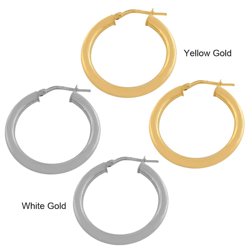 Fremada 14k Gold 3x20-mm Polished Tube Hoop Earrings
