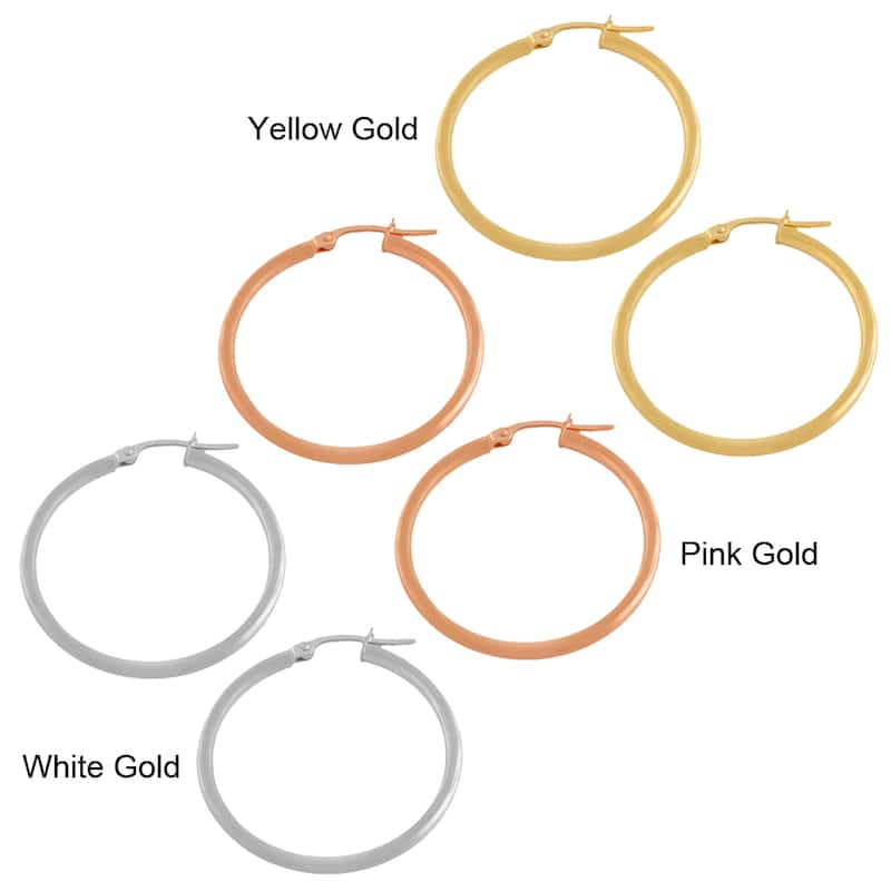 Fremada 14k Gold 2x25-mm Polished Tube Hoop Earrings