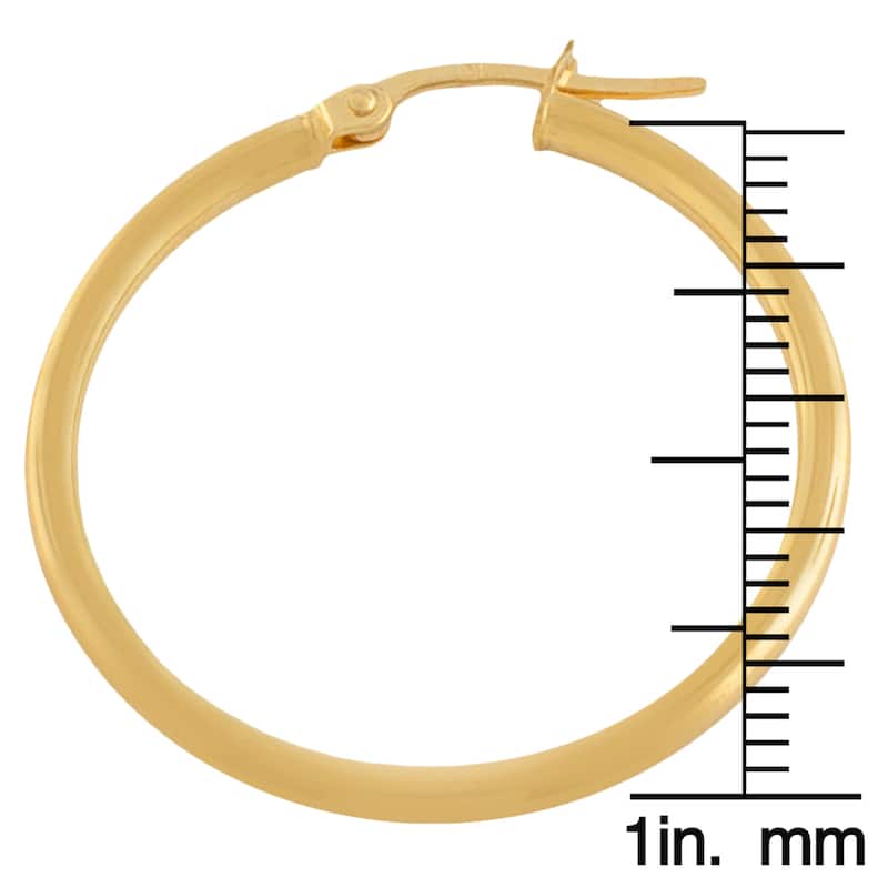 Fremada 14k Gold 2x25-mm Polished Tube Hoop Earrings