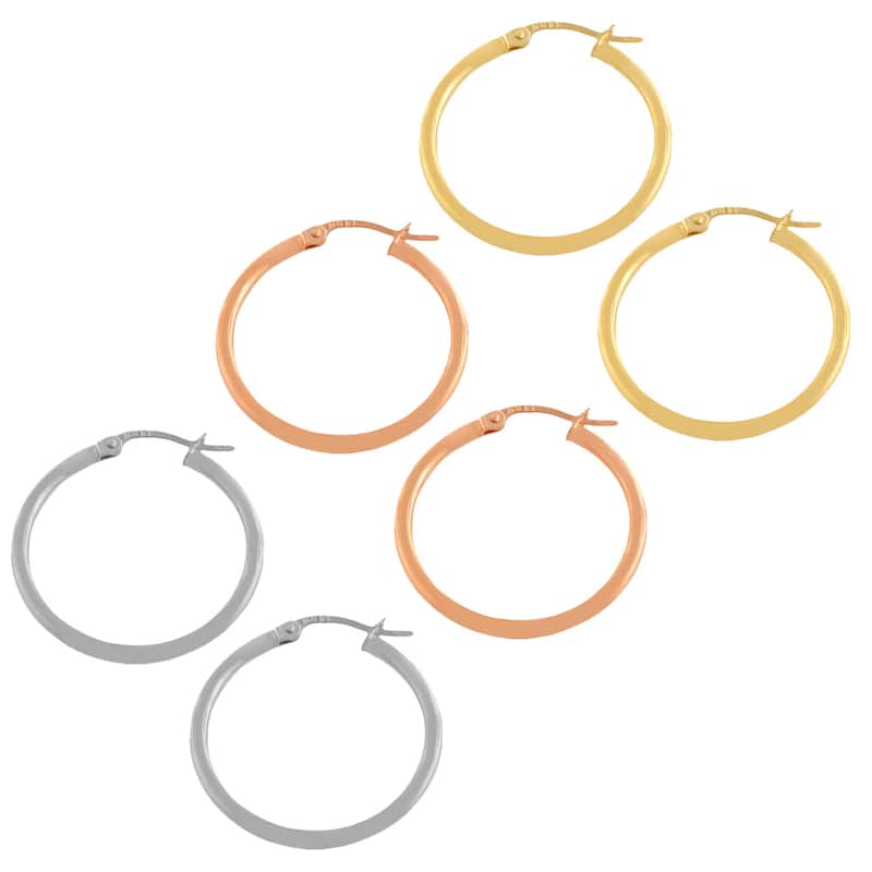 Fremada 14k Gold Polished Tube Hoop Earrings