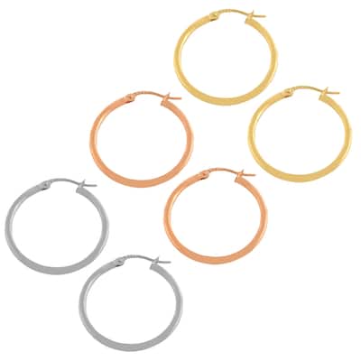 Fremada 14k Gold Polished Tube Hoop Earrings