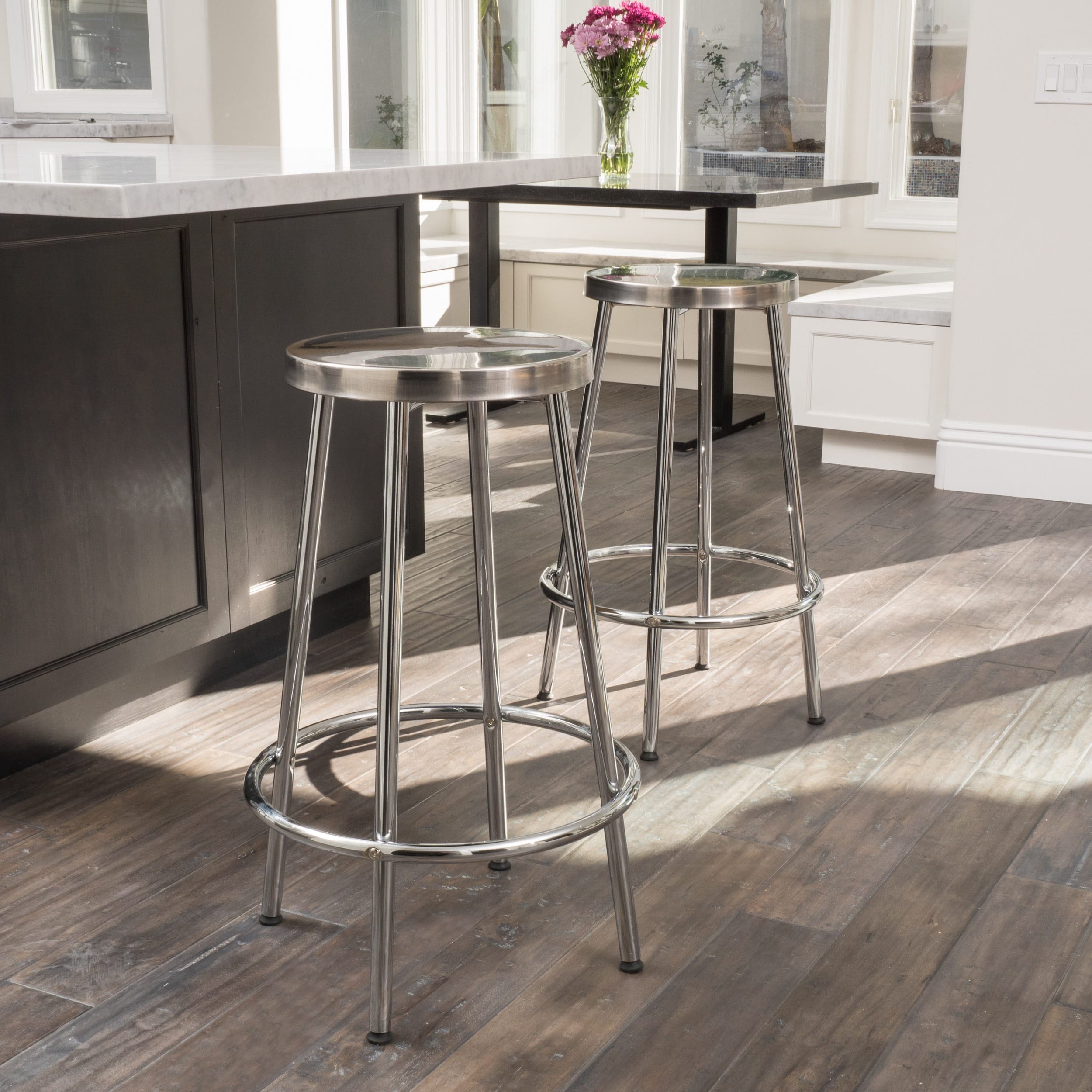 Christopher Knight Home Mayworth Chrome Barstools (set Of 2)