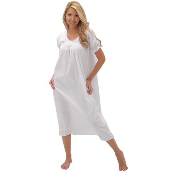 Shop Alexander Del Rossa Women's 'Farrah' White Cotton Nightgown - Free ...