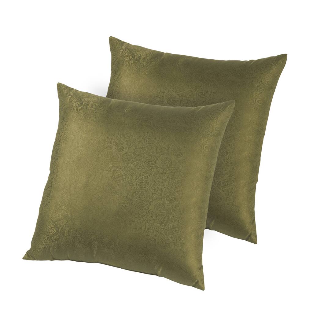 Hotel Madison Silk Jacquard Down-like Decorative Pillows (Set of 2)