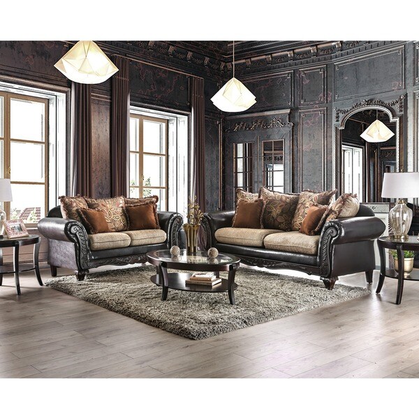 Furniture Of America Nicolai 2 Piece Fabric And Leather Sofa Furniture Of America X27 Nicolai 2 Piece Fabric And