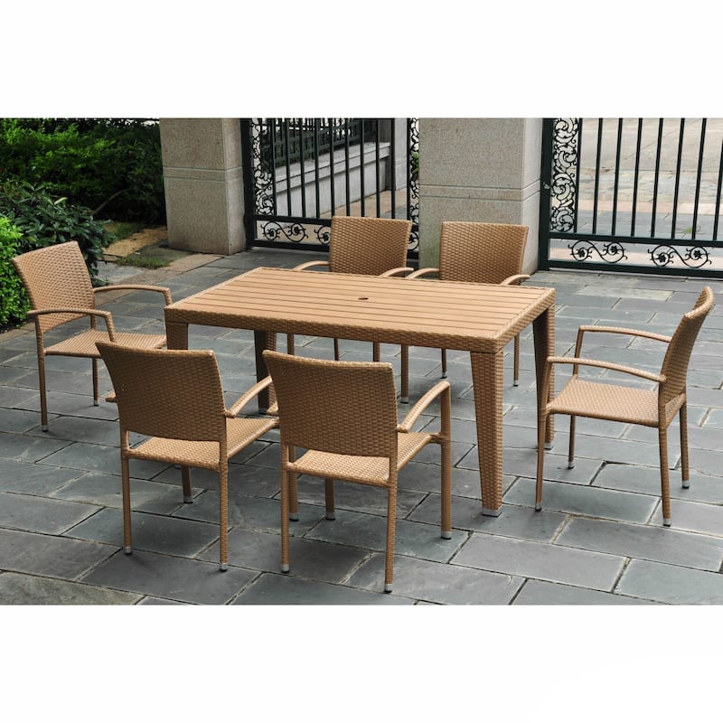 International Caravan Resin Wicker/Aluminum 7-piece Patio Dining Set