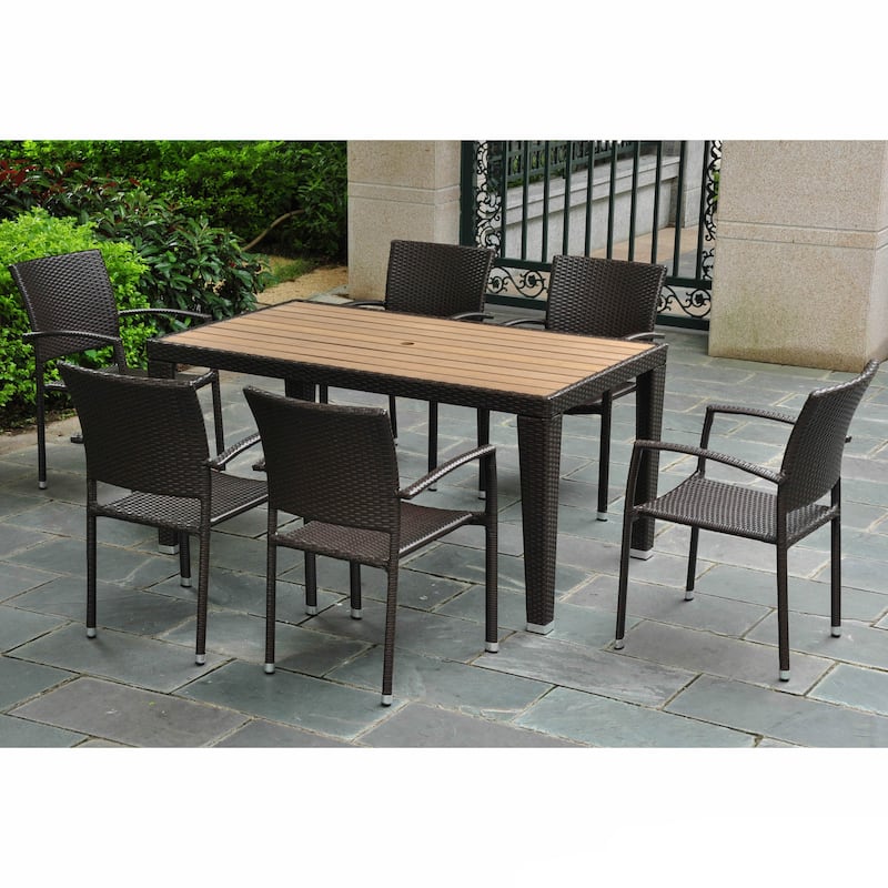 International Caravan Resin Wicker/Aluminum 7-piece Patio Dining Set