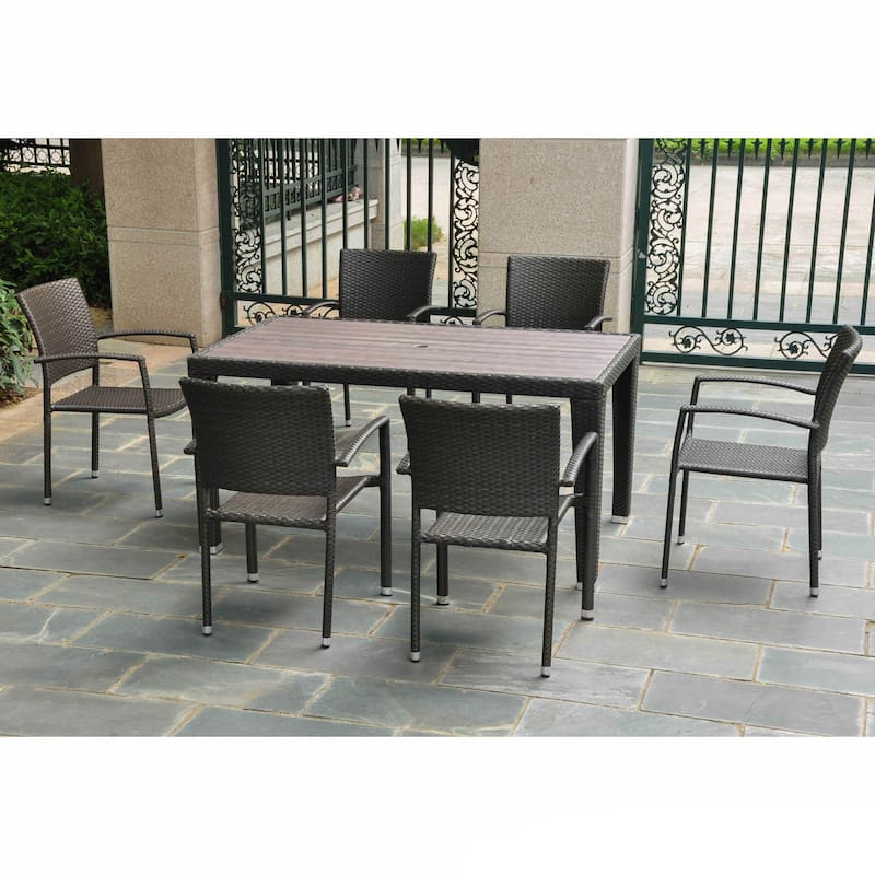 International Caravan Resin Wicker/Aluminum 7-piece Patio Dining Set