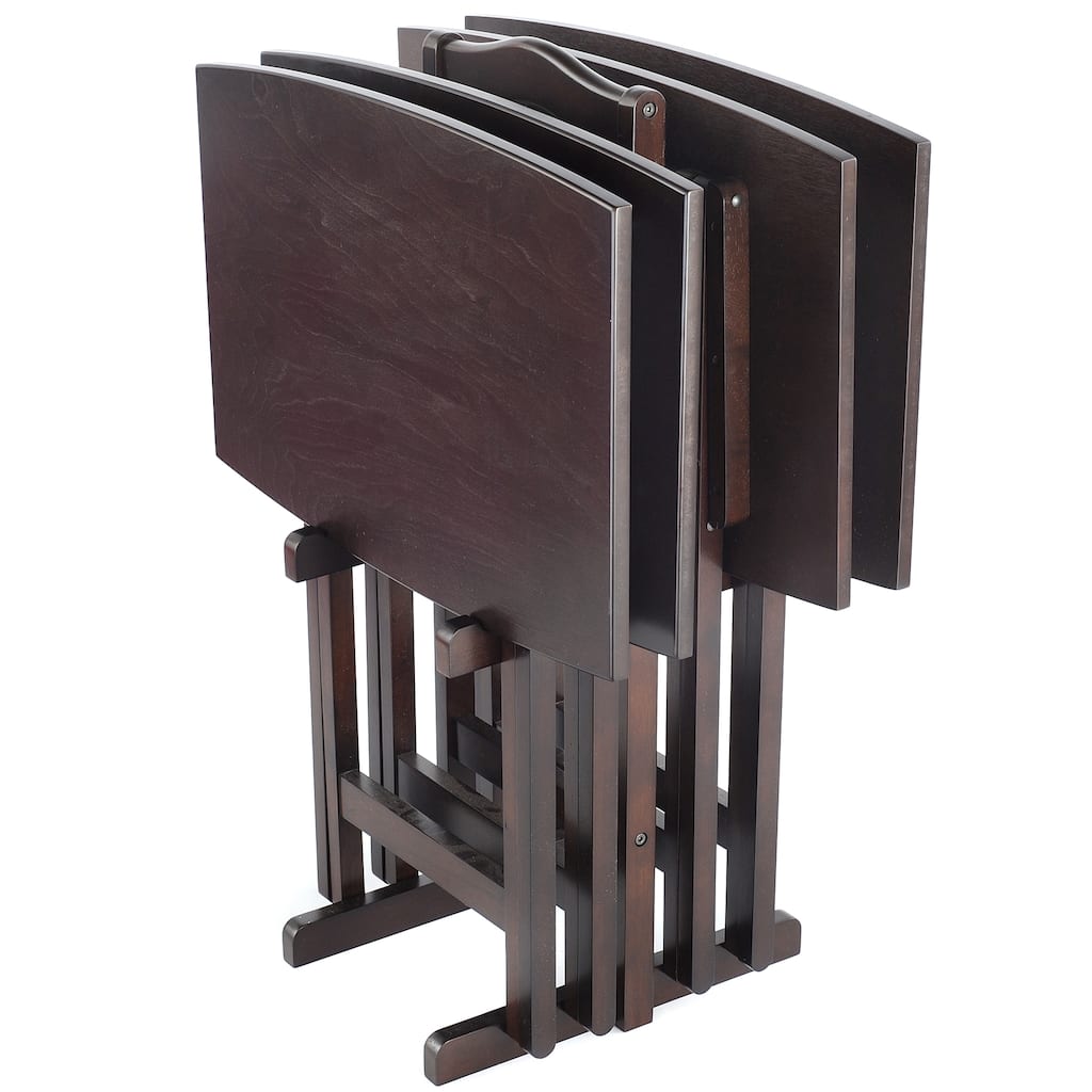 Bianco Collection Espresso Tray Table Set