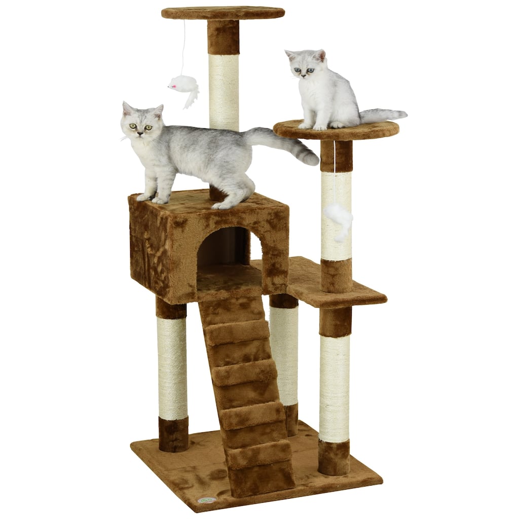 Go Pet Club Brown 52-inch High Cat Tree Furniture