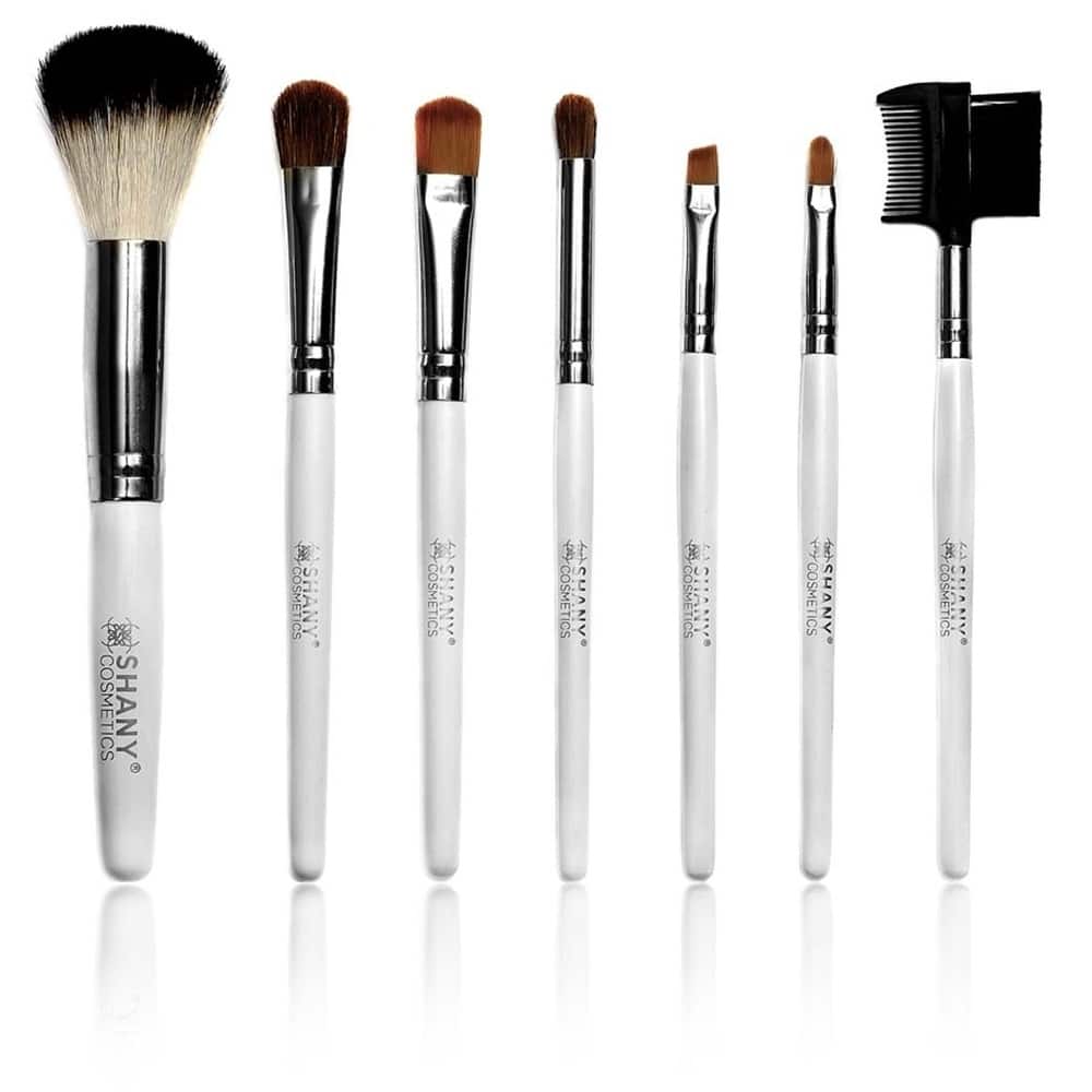 SHANY Pony Bristles Mini Travel Brush Kit - Mini Brushes with Pouch - Urban Gal - WHITE - 6PC