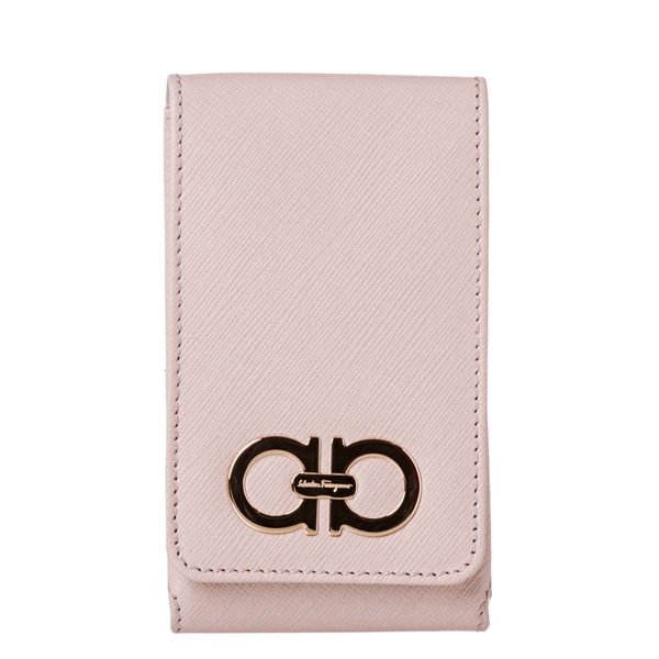 Salvatore Ferragamo 22 A950 Light Pink Embossed Leather iPhone Case