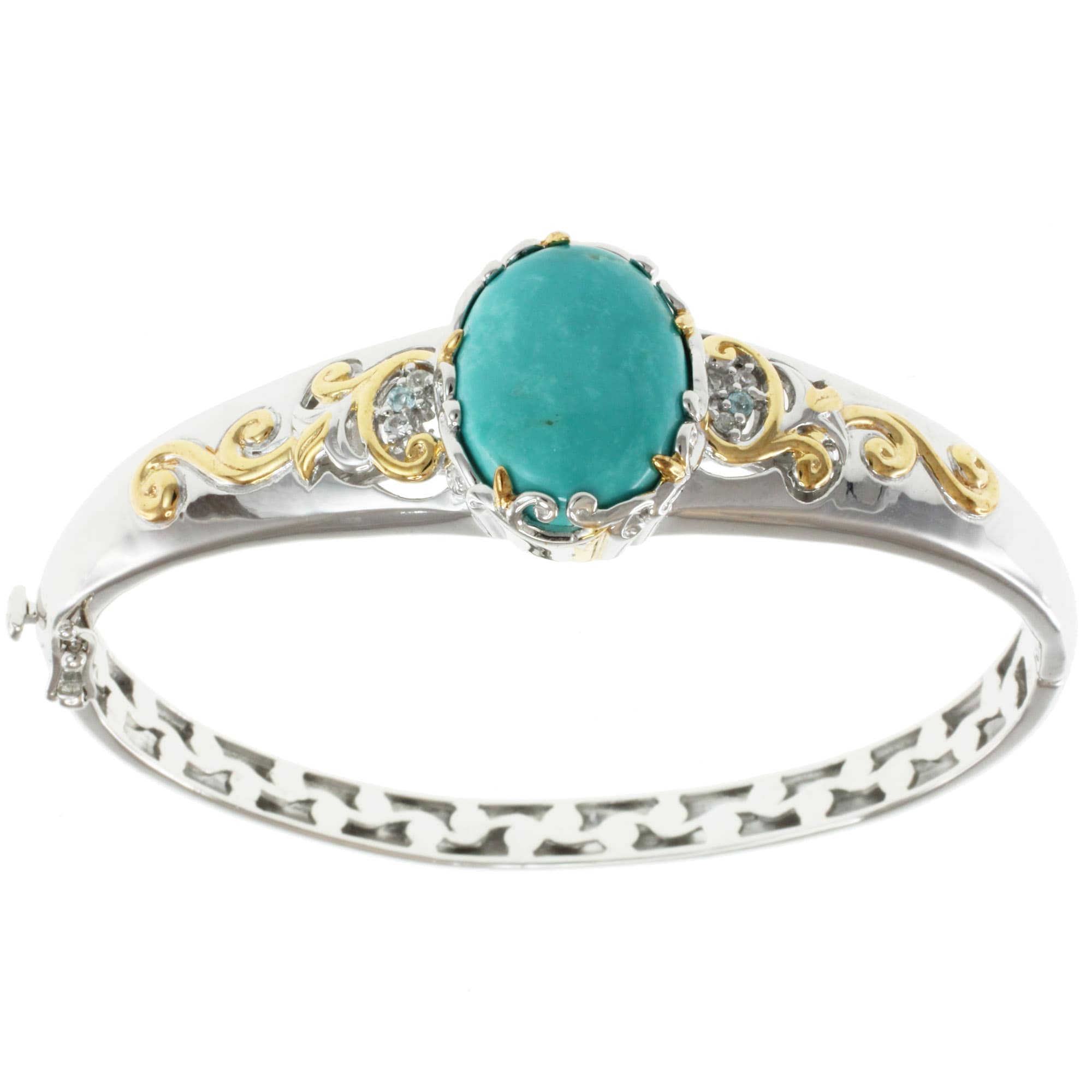 Michael Valitutti Two tone Kingman Turquoise Hinged Bangle Today $149