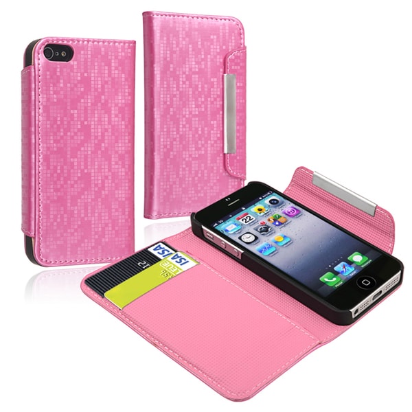 INSTEN Leather Wallet Phone Case Cover with Card Holder for Apple iPhone 5/ 5S