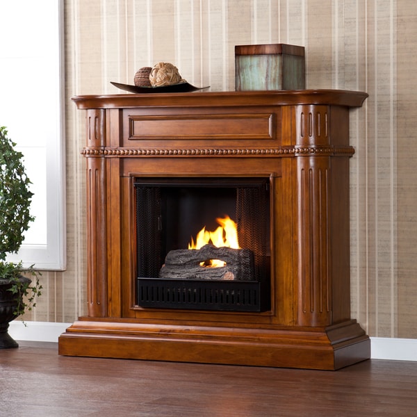Jocelin Walnut Gel Fuel Fireplace - Bed Bath & Beyond - 20881584